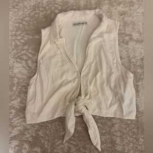 Abercrombie & Fitch Cream Tie-Front Women's Top